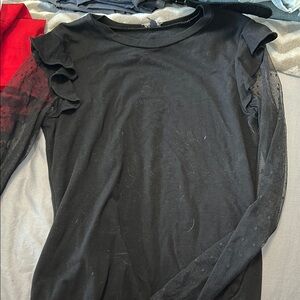 Elegant Black Ruffle Sleeve Top